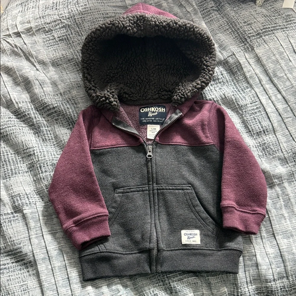 OshKosh B'gosh Kids' Maroon and Charcoal Hoodie Jacket